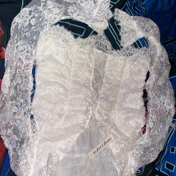 For Love And Lemons White Lace-Up Blouse - Picture 7 of 13